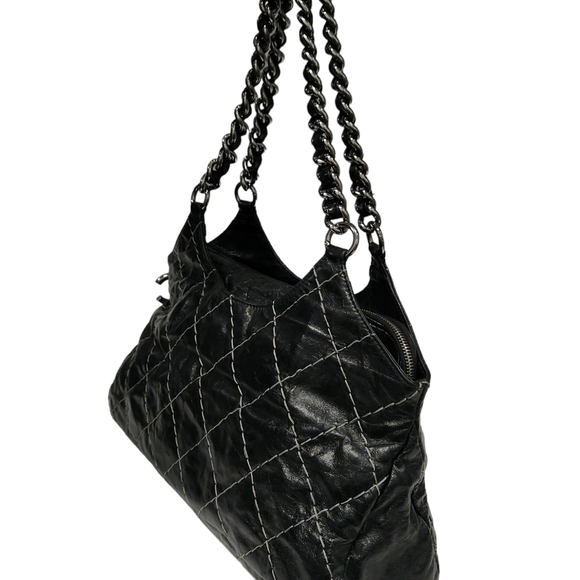Chanel Black Double Stitched Quilted Leather Chain Bag - Picture 4 of 16